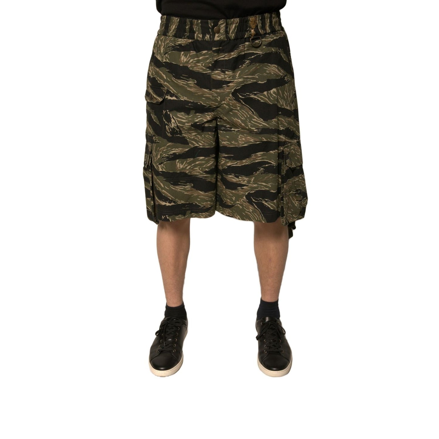 Dolce & Gabbana Black Gold Patterned Cotton Bermuda Shorts Dolce & Gabbana