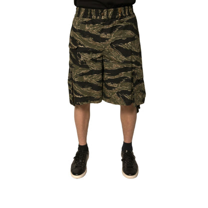 Dolce & Gabbana Black Gold Patterned Cotton Bermuda Shorts Dolce & Gabbana