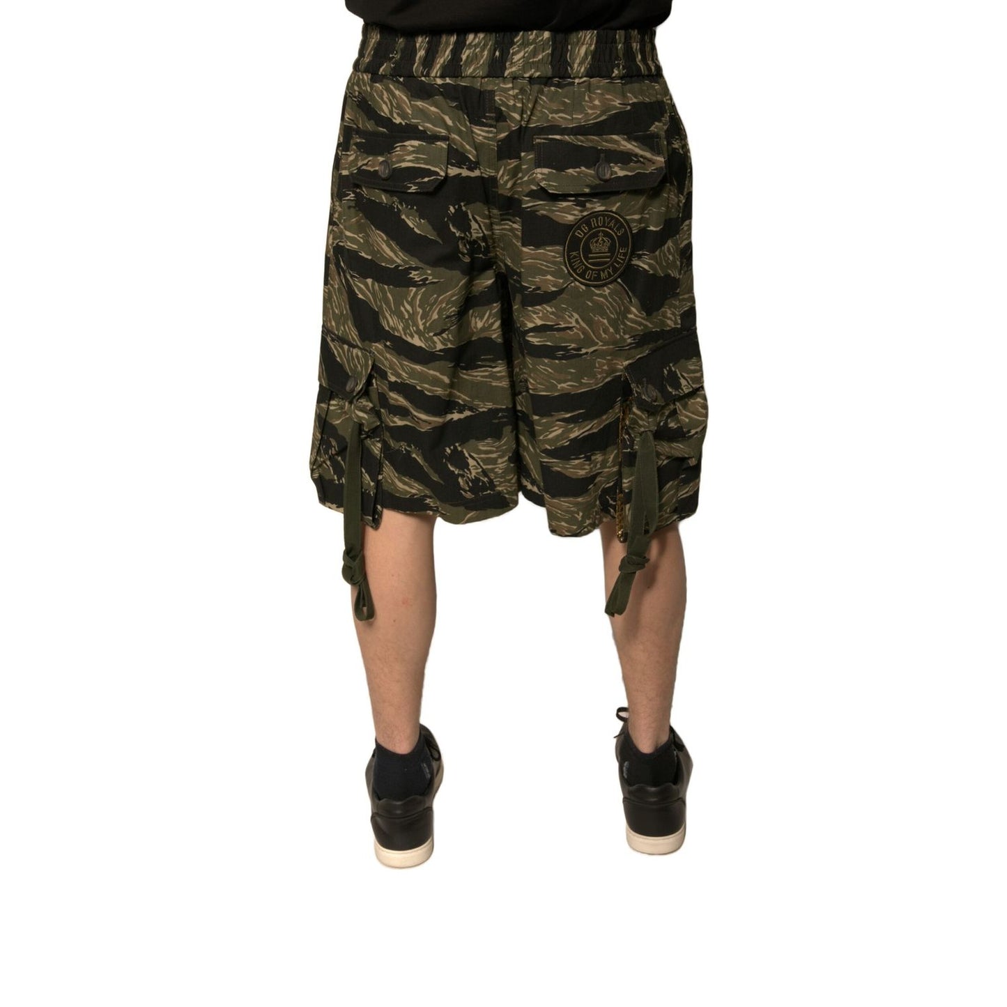 Dolce & Gabbana Black Gold Patterned Cotton Bermuda Shorts Dolce & Gabbana