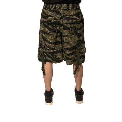 Dolce & Gabbana Black Gold Patterned Cotton Bermuda Shorts Dolce & Gabbana