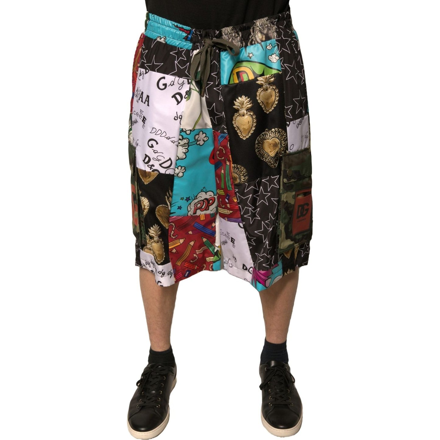 Dolce & Gabbana Multicolor Patchwork Cargo Bermuda Shorts Dolce & Gabbana