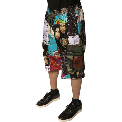 Dolce & Gabbana Multicolor Patchwork Cargo Bermuda Shorts Dolce & Gabbana