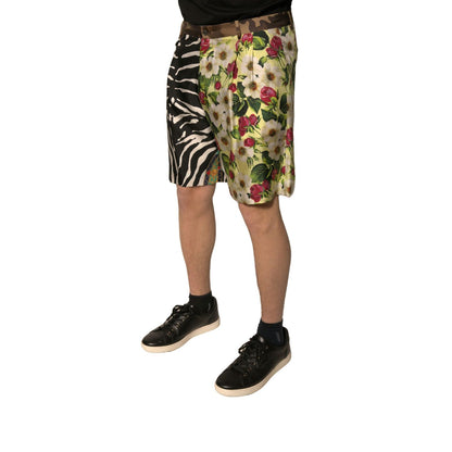 Dolce & Gabbana Multicolor Patchwork Silk Men Chino Shorts Dolce & Gabbana