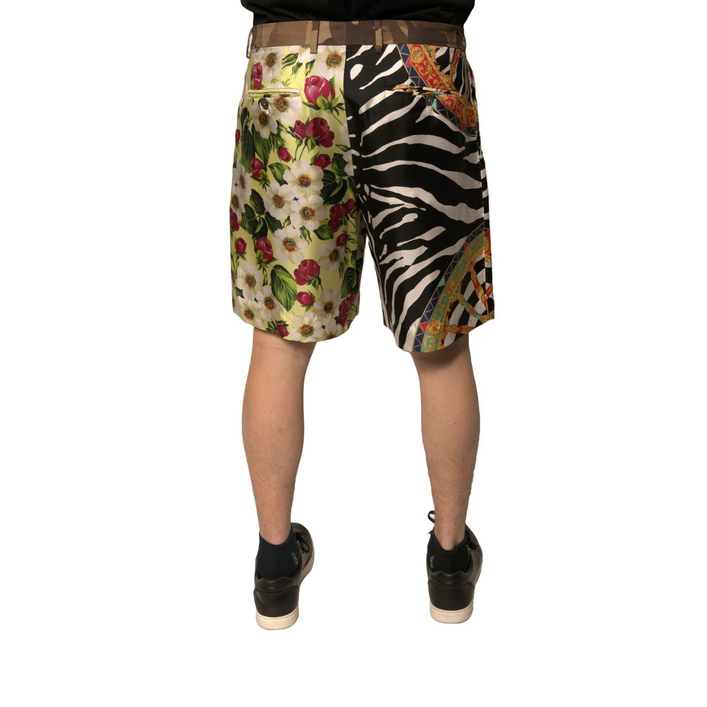 Dolce & Gabbana Multicolor Patchwork Silk Men Chino Shorts Dolce & Gabbana