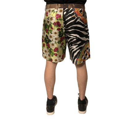 Dolce & Gabbana Multicolor Patchwork Silk Men Chino Shorts Dolce & Gabbana