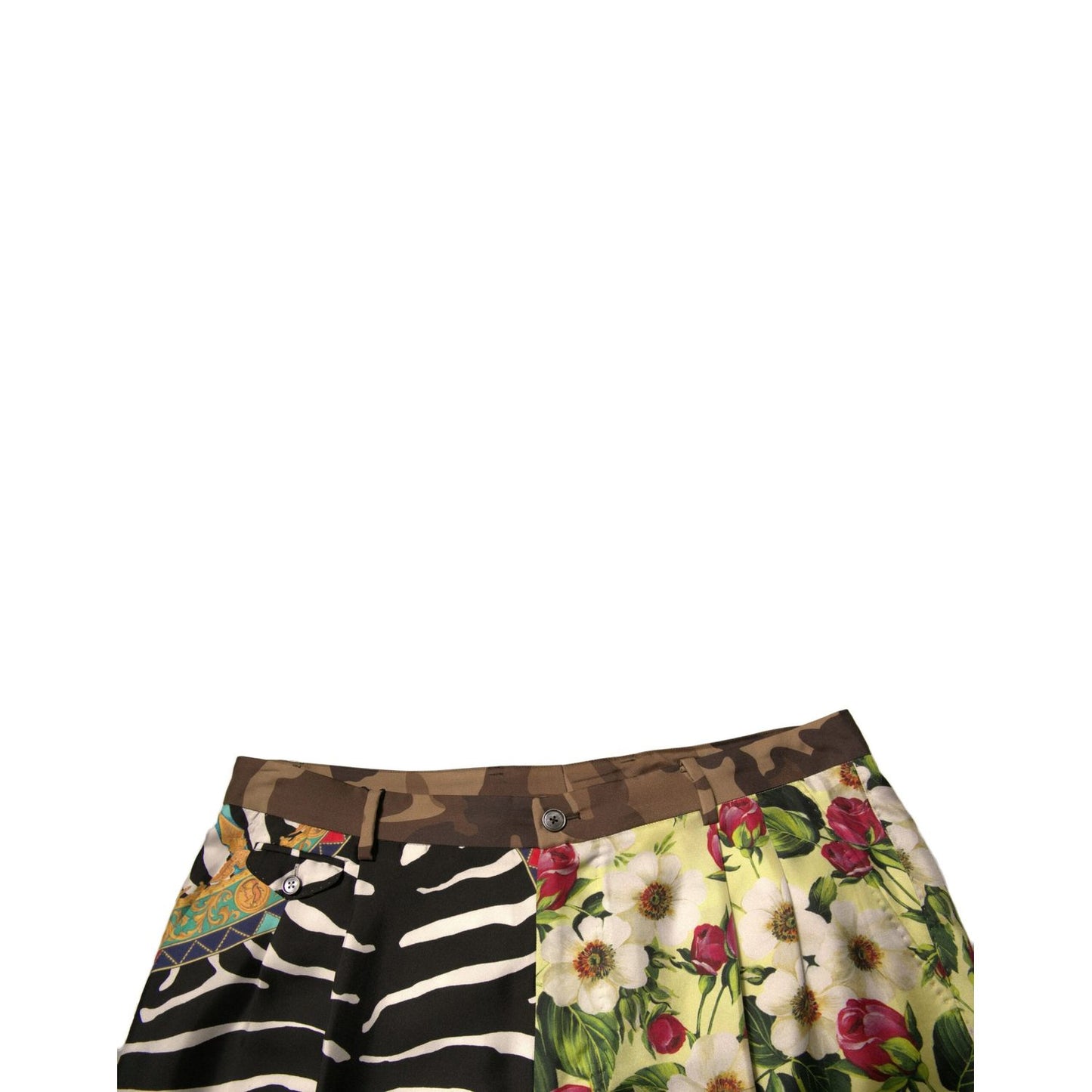 Dolce & Gabbana Multicolor Patchwork Silk Men Chino Shorts Dolce & Gabbana