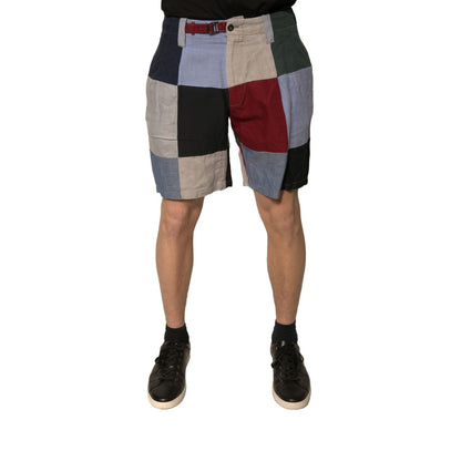 Dolce & Gabbana Multicolor Patchwork Linen Men Chino Shorts Dolce & Gabbana