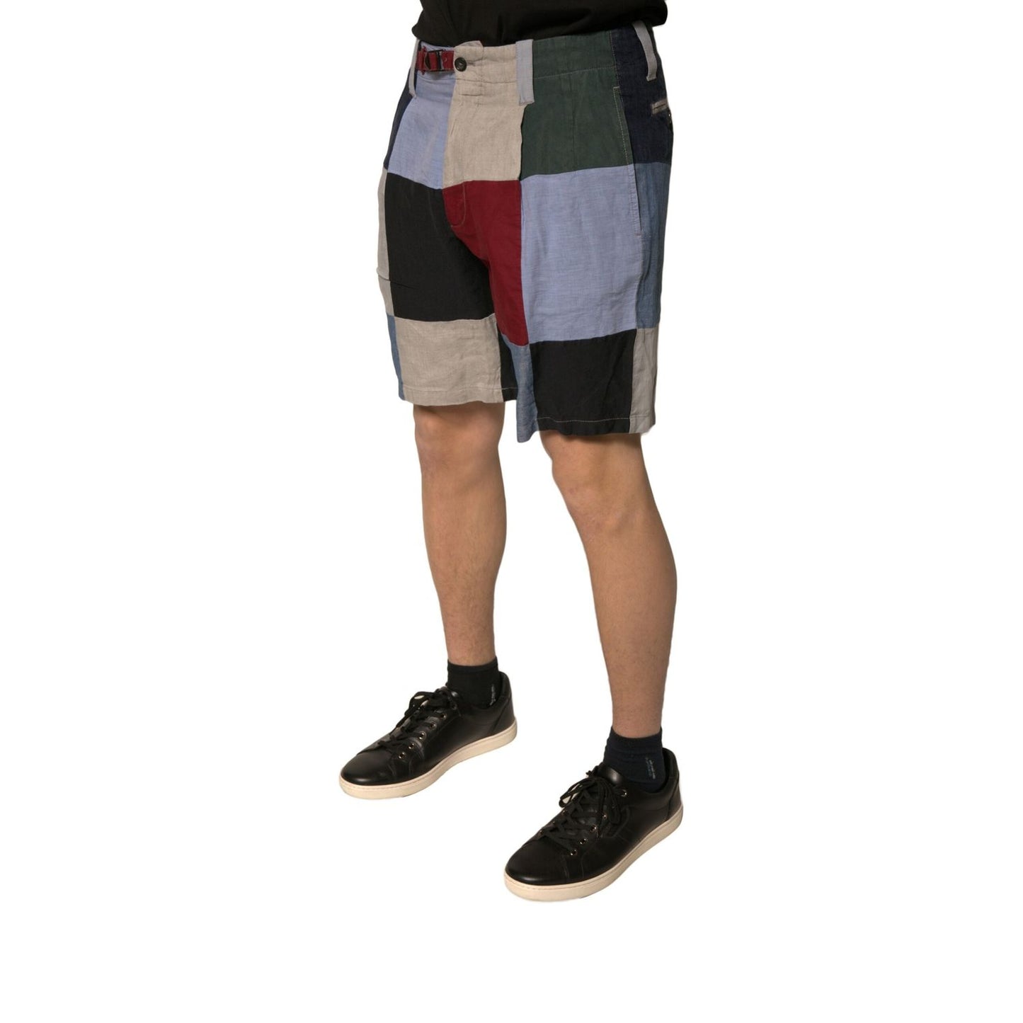 Dolce & Gabbana Multicolor Patchwork Linen Men Chino Shorts Dolce & Gabbana