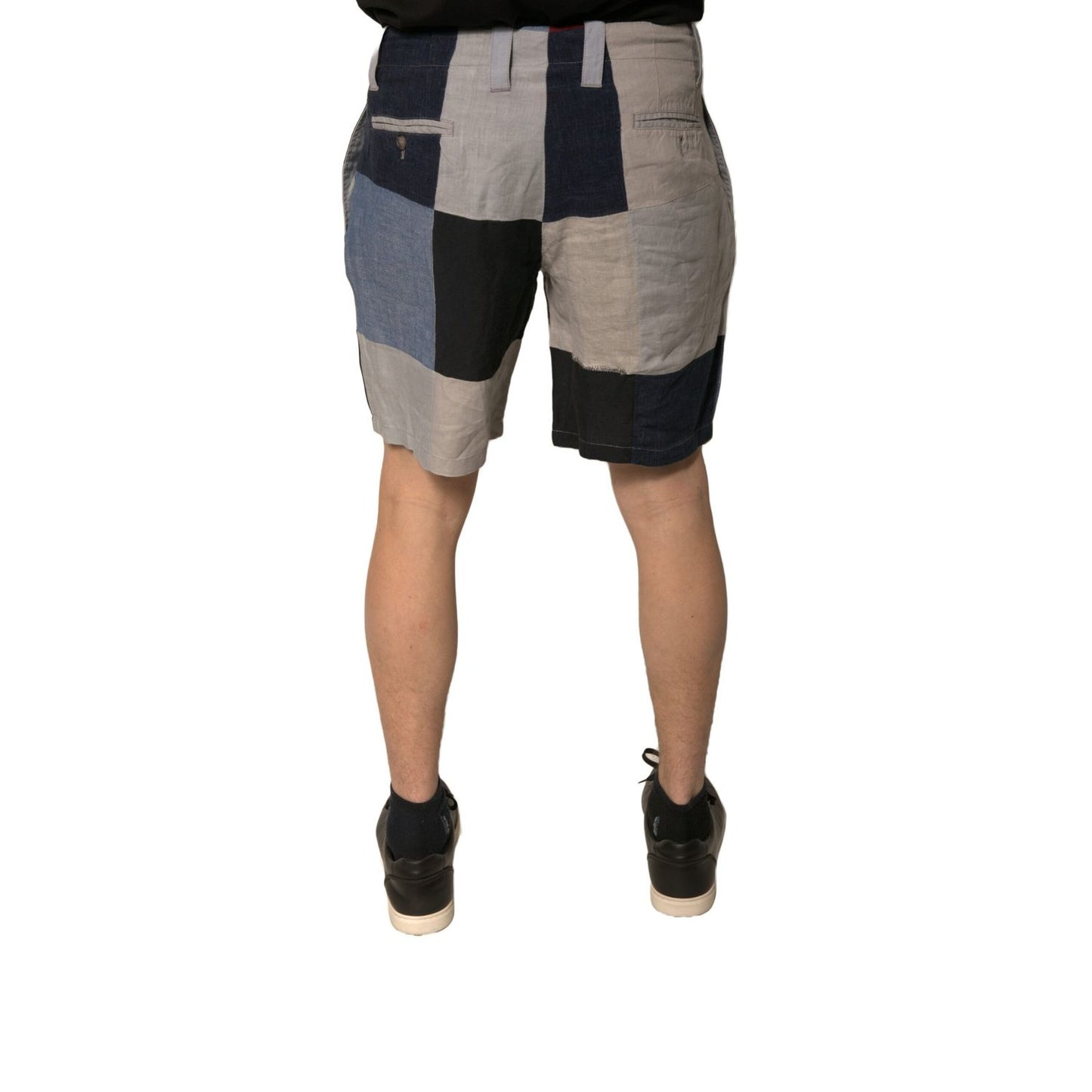 Dolce & Gabbana Multicolor Patchwork Linen Men Chino Shorts Dolce & Gabbana