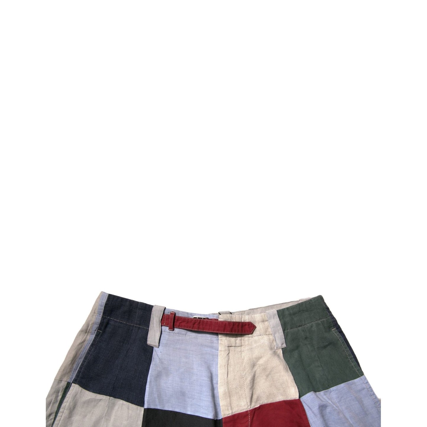 Dolce & Gabbana Multicolor Patchwork Linen Men Chino Shorts Dolce & Gabbana