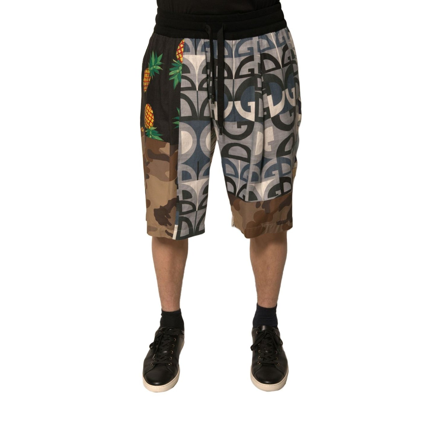 Dolce & Gabbana Multicolor Patchwork Linen Bermuda Shorts Dolce & Gabbana