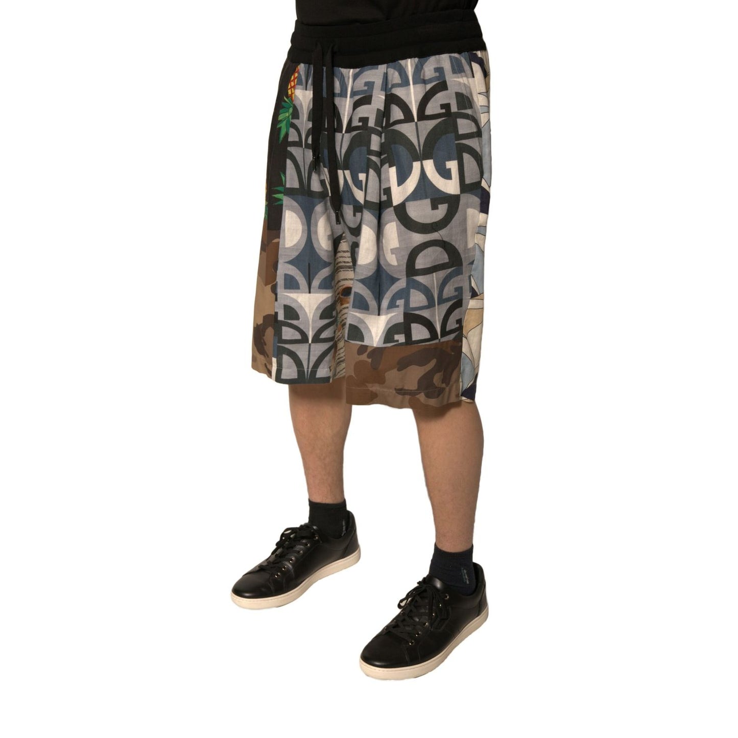 Dolce & Gabbana Multicolor Patchwork Linen Bermuda Shorts Dolce & Gabbana