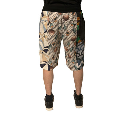 Dolce & Gabbana Multicolor Patchwork Linen Bermuda Shorts Dolce & Gabbana