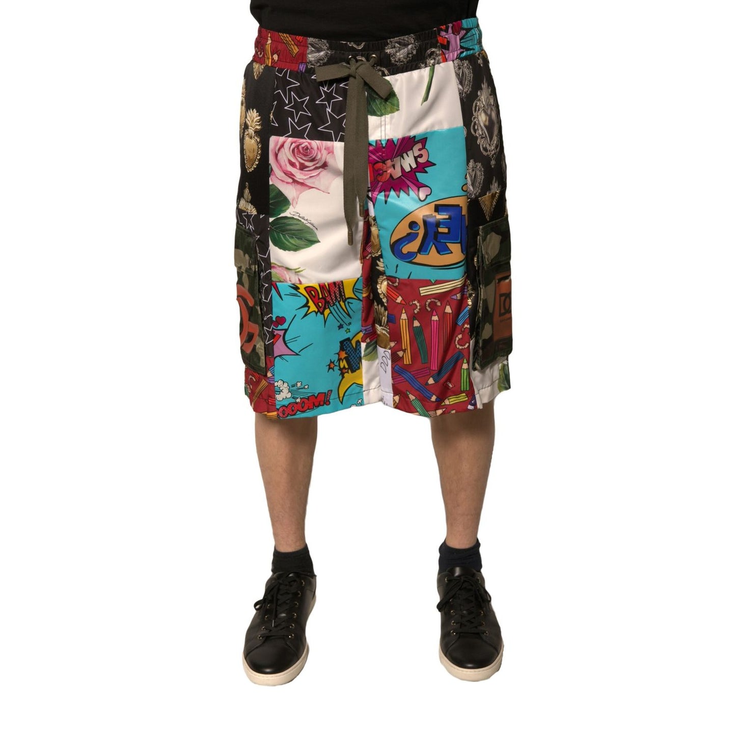 Dolce & Gabbana Multicolor Patchwork Cargo Bermuda Shorts Dolce & Gabbana