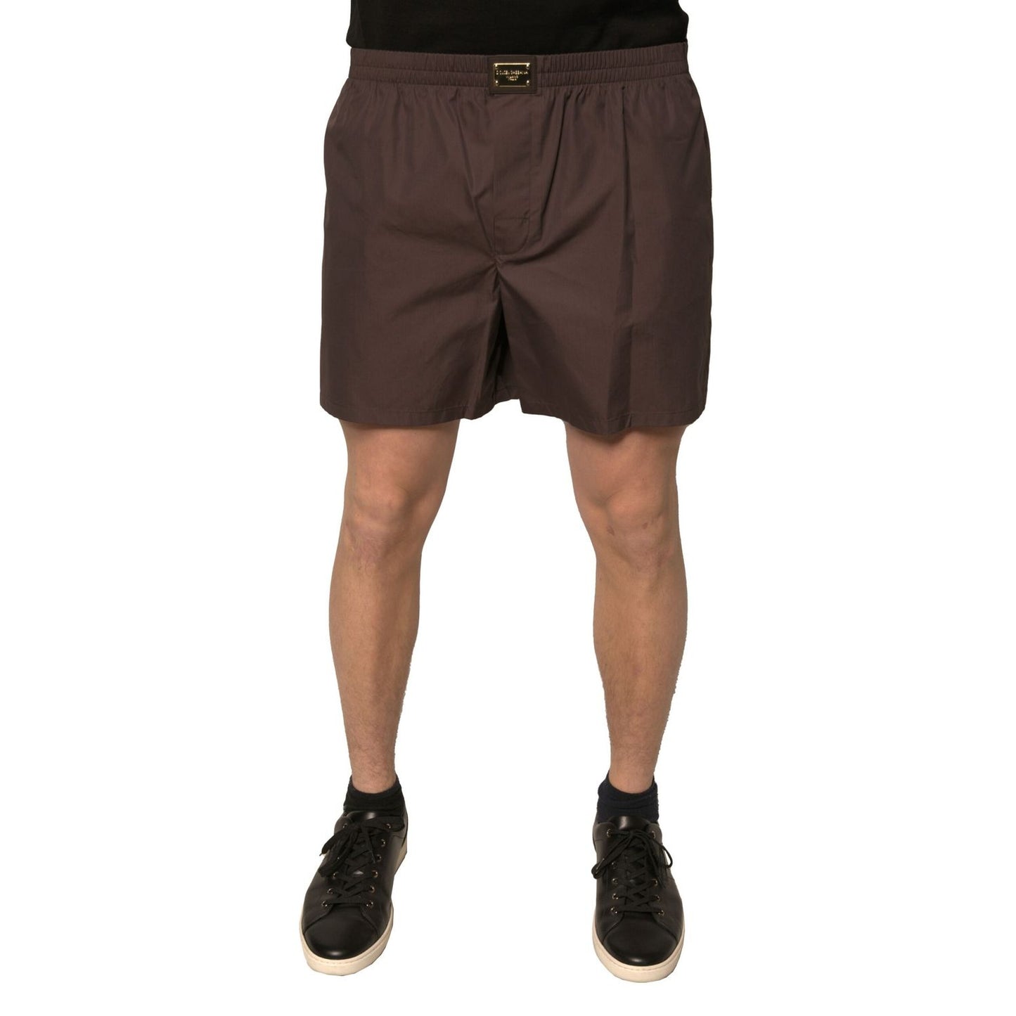 Dolce & Gabbana Brown Cotton Blend Men Mid Waist Shorts Dolce & Gabbana