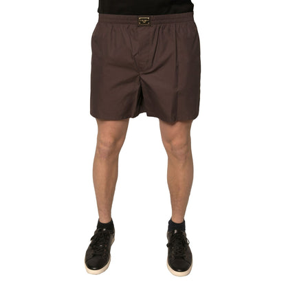 Dolce & Gabbana Brown Cotton Blend Men Mid Waist Shorts Dolce & Gabbana