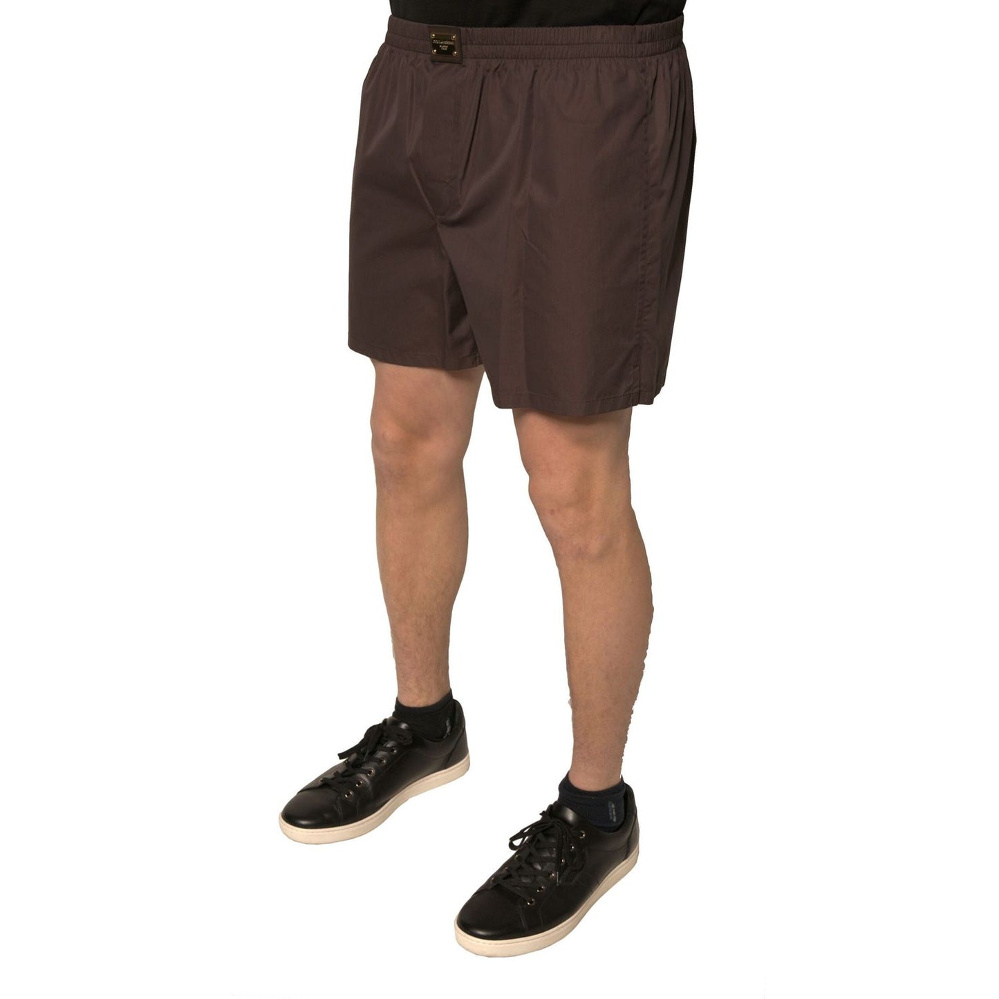 Dolce & Gabbana Brown Cotton Blend Men Mid Waist Shorts Dolce & Gabbana