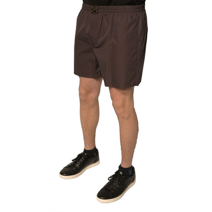 Dolce & Gabbana Brown Cotton Blend Men Mid Waist Shorts Dolce & Gabbana