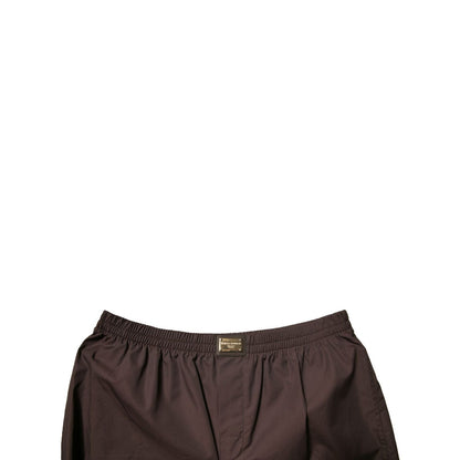 Dolce & Gabbana Brown Cotton Blend Men Mid Waist Shorts Dolce & Gabbana