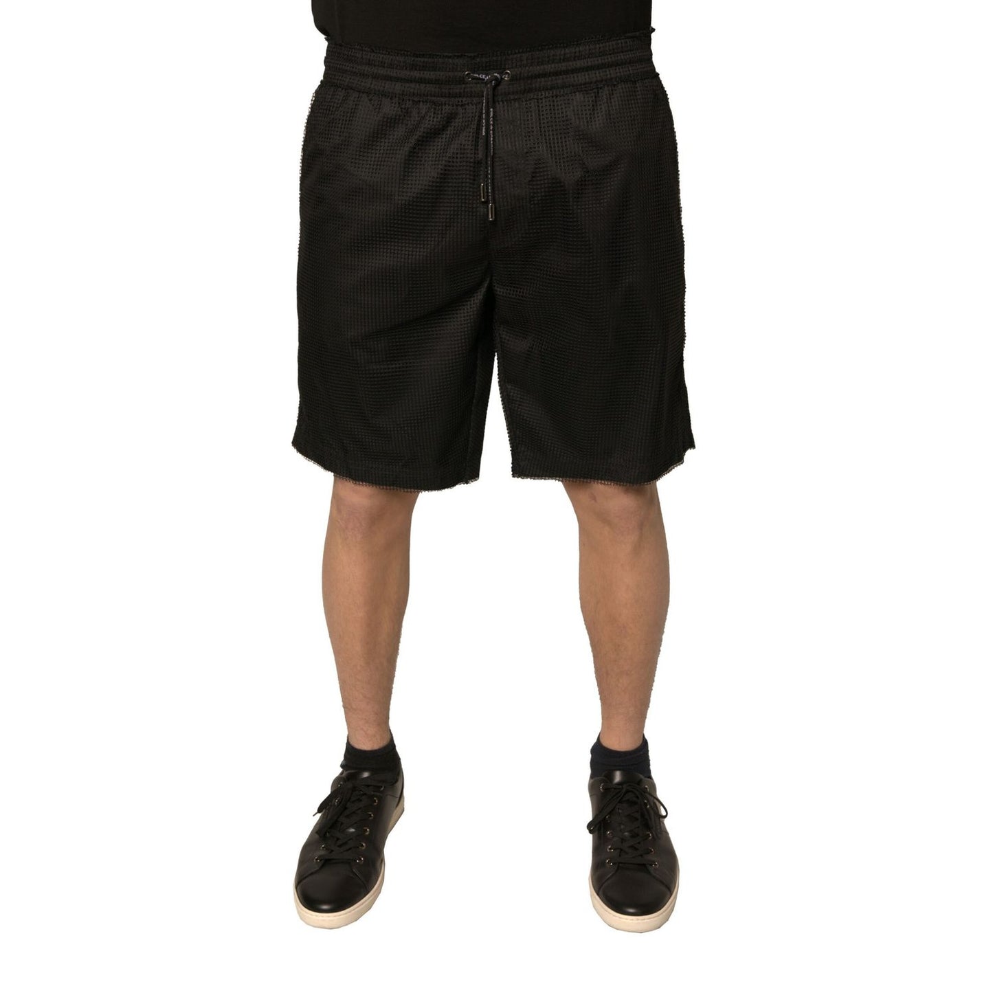 Dolce & Gabbana Black Polyester Jersey Mid Waist Shorts Dolce & Gabbana