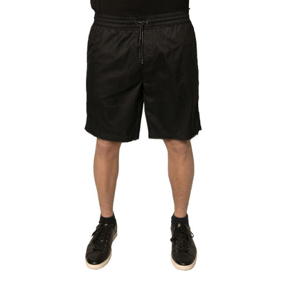 Dolce & Gabbana Black Polyester Jersey Mid Waist Shorts Dolce & Gabbana