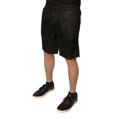 Dolce & Gabbana Black Polyester Jersey Mid Waist Shorts Dolce & Gabbana
