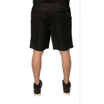 Dolce & Gabbana Black Polyester Jersey Mid Waist Shorts Dolce & Gabbana