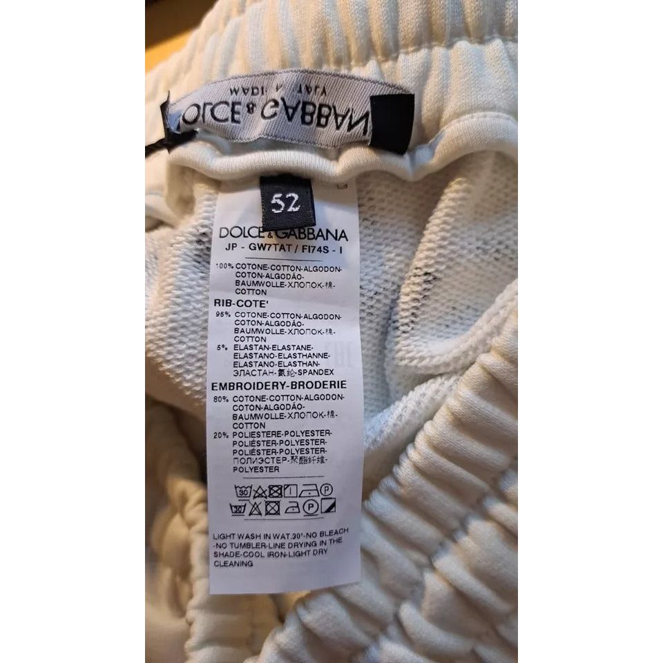 Dolce & Gabbana White Printed Cotton Jogger Sweatpants Pants