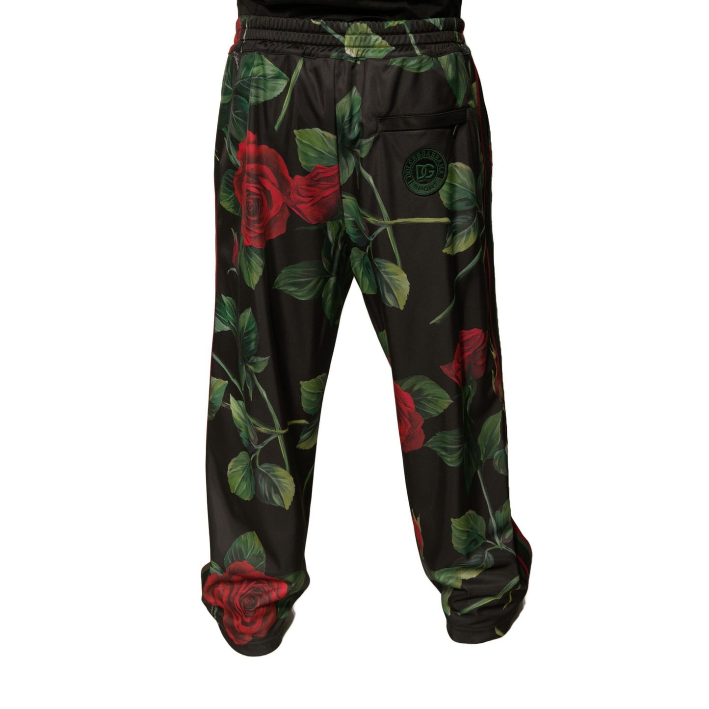 Dolce & Gabbana Black Floral Polyester Jogger Sweatpants Pants Dolce & Gabbana