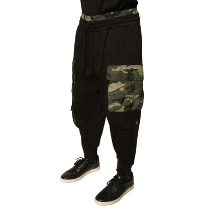 Dolce & Gabbana Black Camouflage Cotton Jogger Cargo Pants Dolce & Gabbana