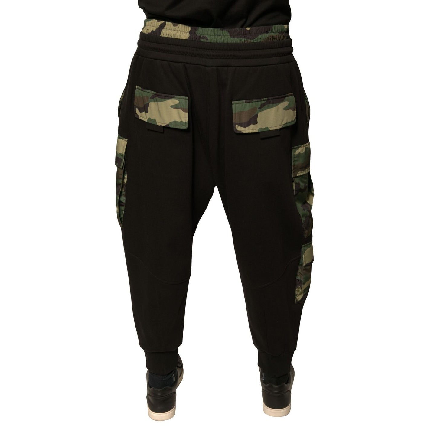Dolce & Gabbana Black Camouflage Cotton Jogger Cargo Pants Dolce & Gabbana
