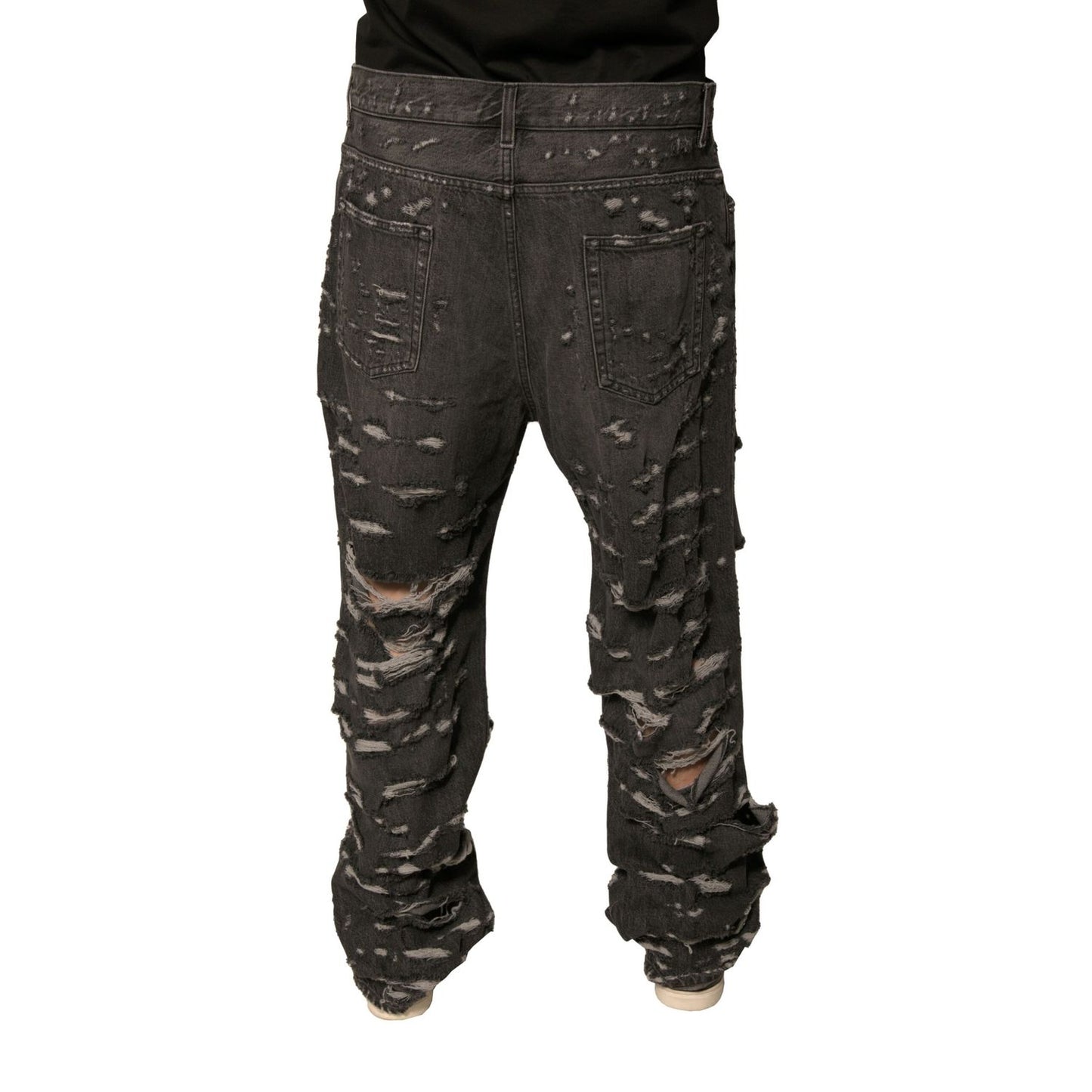 Dolce & Gabbana Gray Tattered Cotton Straight Men Denim Jeans Dolce & Gabbana