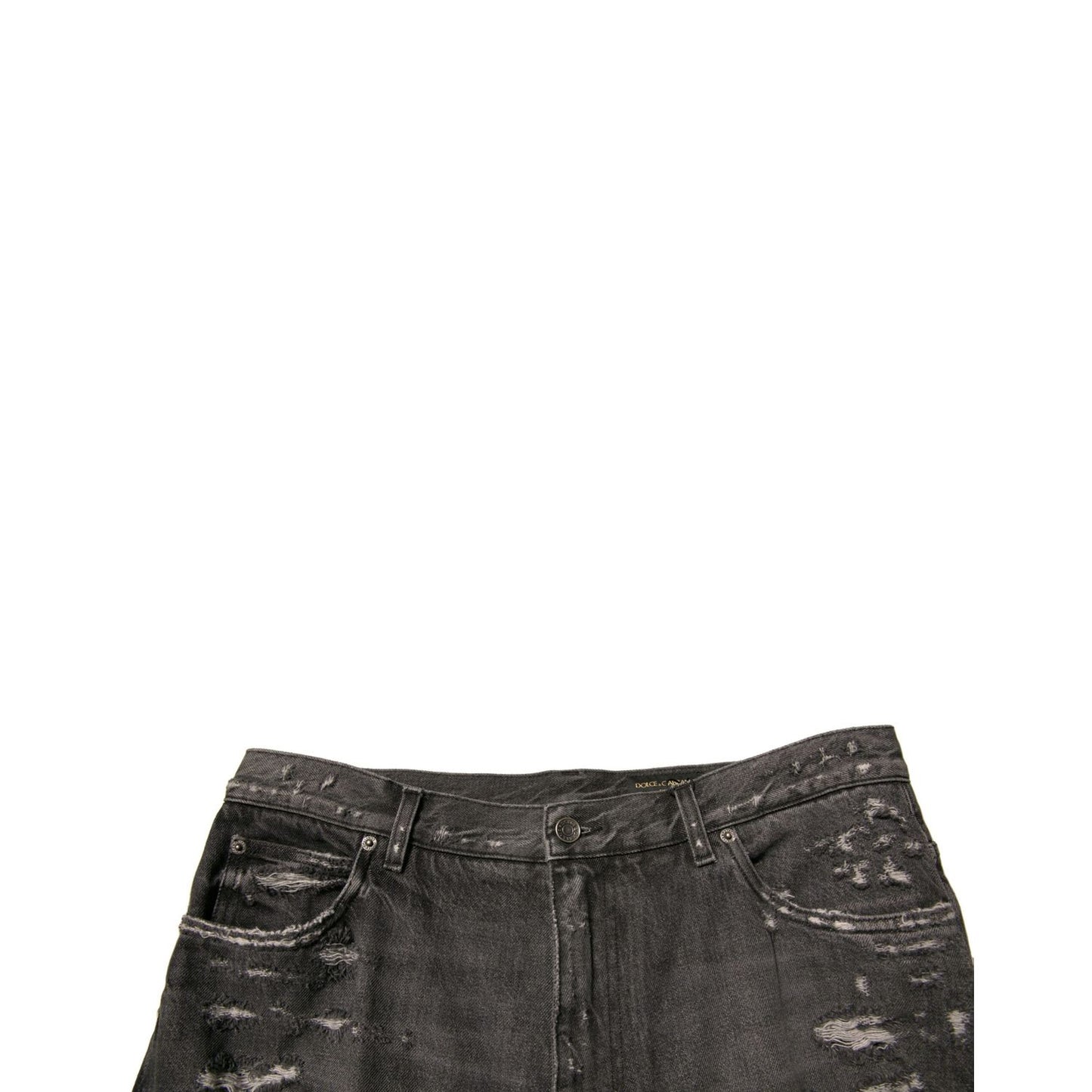 Dolce & Gabbana Gray Tattered Cotton Straight Men Denim Jeans Dolce & Gabbana