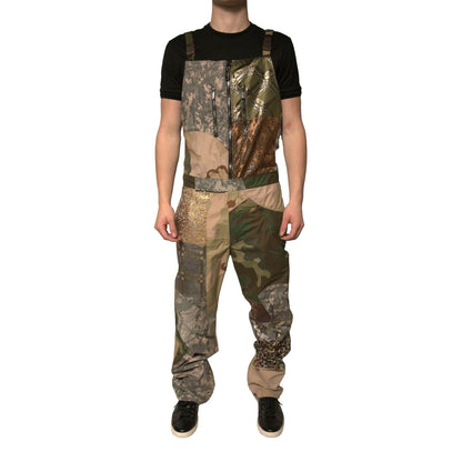 Dolce & Gabbana Multicolor Patchwork Camouflage Overall Pants Dolce & Gabbana