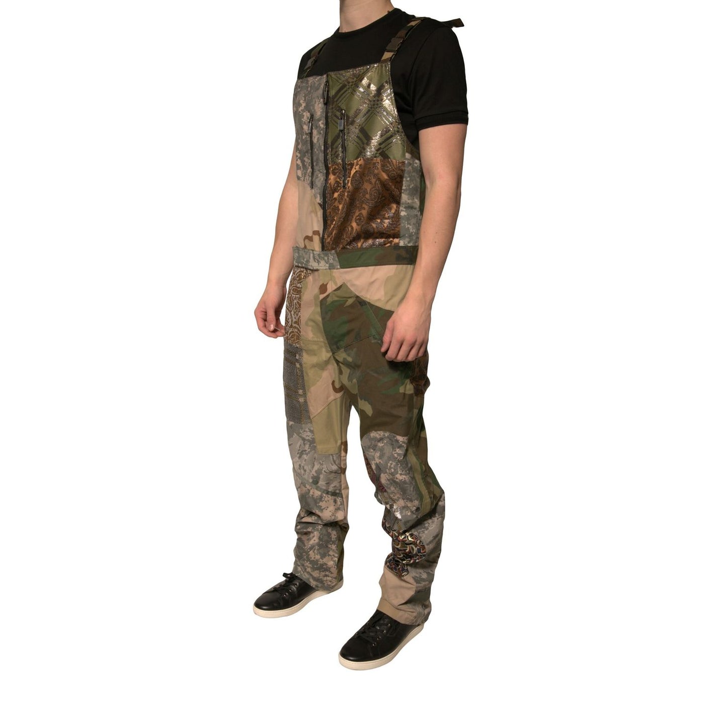 Dolce & Gabbana Multicolor Patchwork Camouflage Overall Pants Dolce & Gabbana