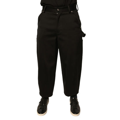 Dolce & Gabbana Black Cotton Mid Waist Cropped Pants Dolce & Gabbana