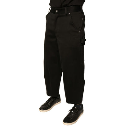 Dolce & Gabbana Black Cotton Mid Waist Cropped Pants Dolce & Gabbana