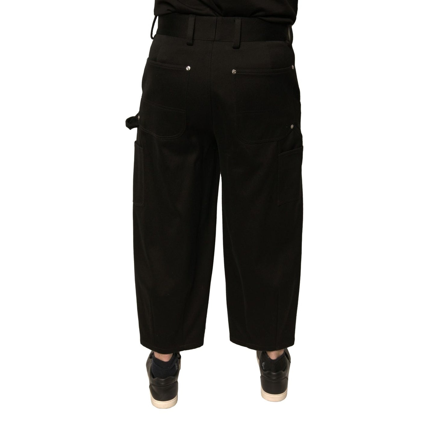 Dolce & Gabbana Black Cotton Mid Waist Cropped Pants Dolce & Gabbana