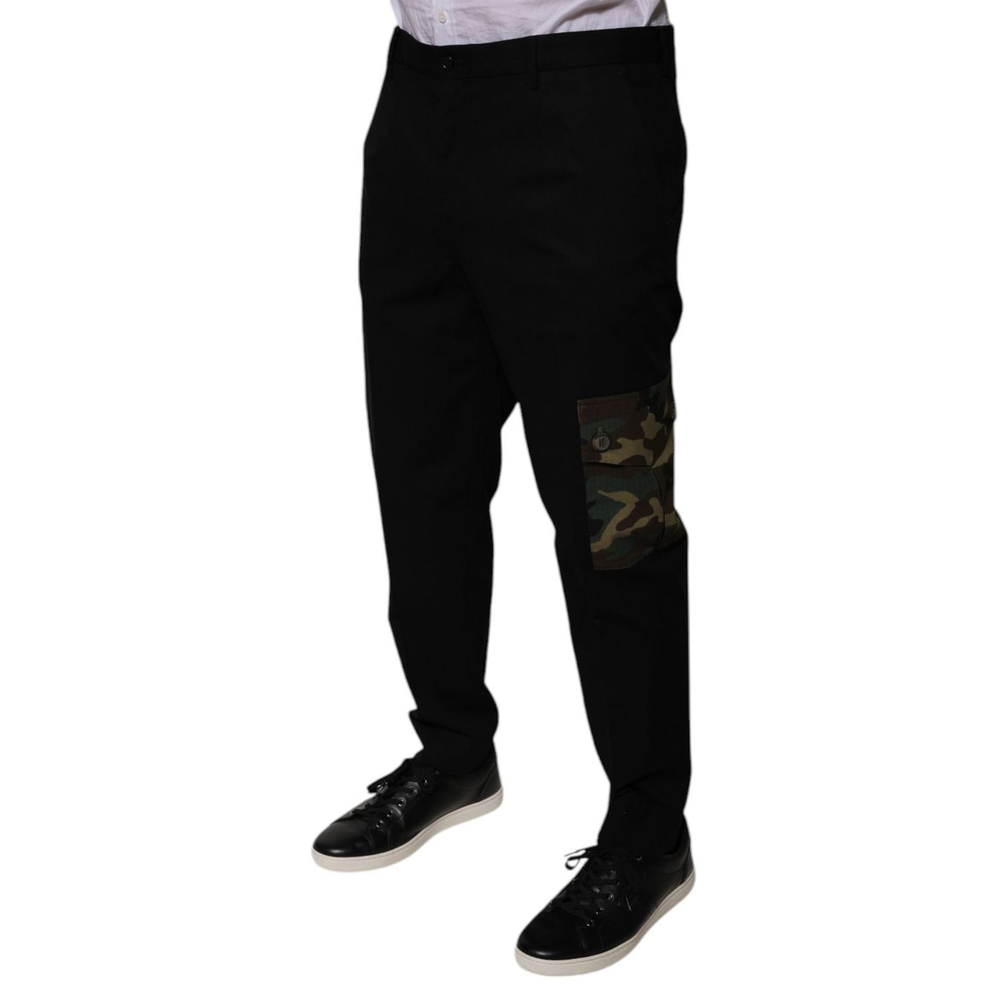 Dolce & Gabbana Black Cotton Men Cargo Casual Pants Dolce & Gabbana
