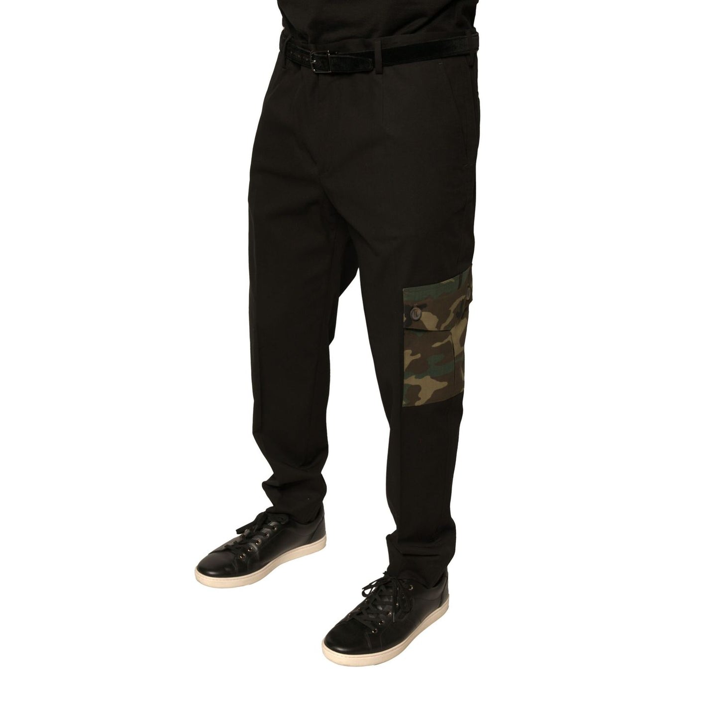 Dolce & Gabbana Black Cotton Men Cargo Casual Pants Dolce & Gabbana