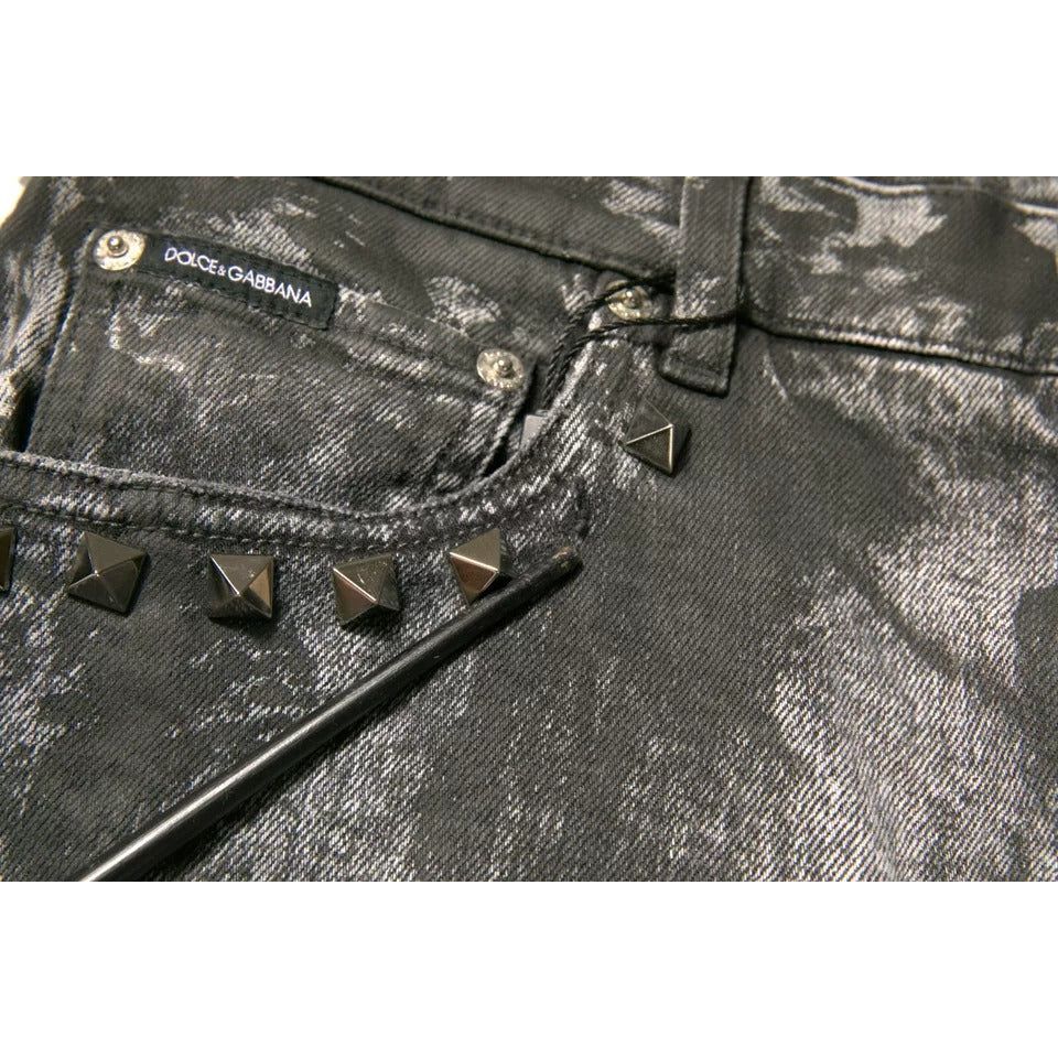 Dolce & Gabbana Gray Embellished Cotton Skinny Denim Jeans PAN75765-48