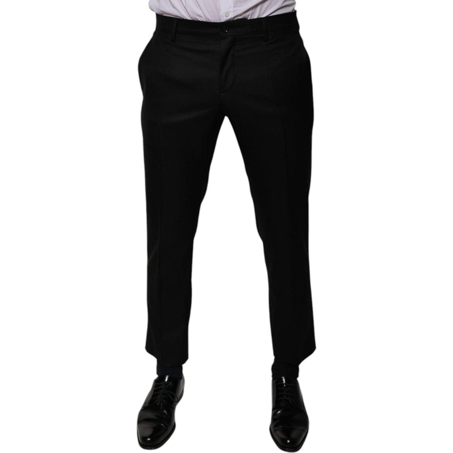 Dolce & Gabbana Black Wool Tapered Formal Dress Pants Dolce & Gabbana