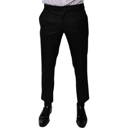 Dolce & Gabbana Black Wool Tapered Formal Dress Pants Dolce & Gabbana