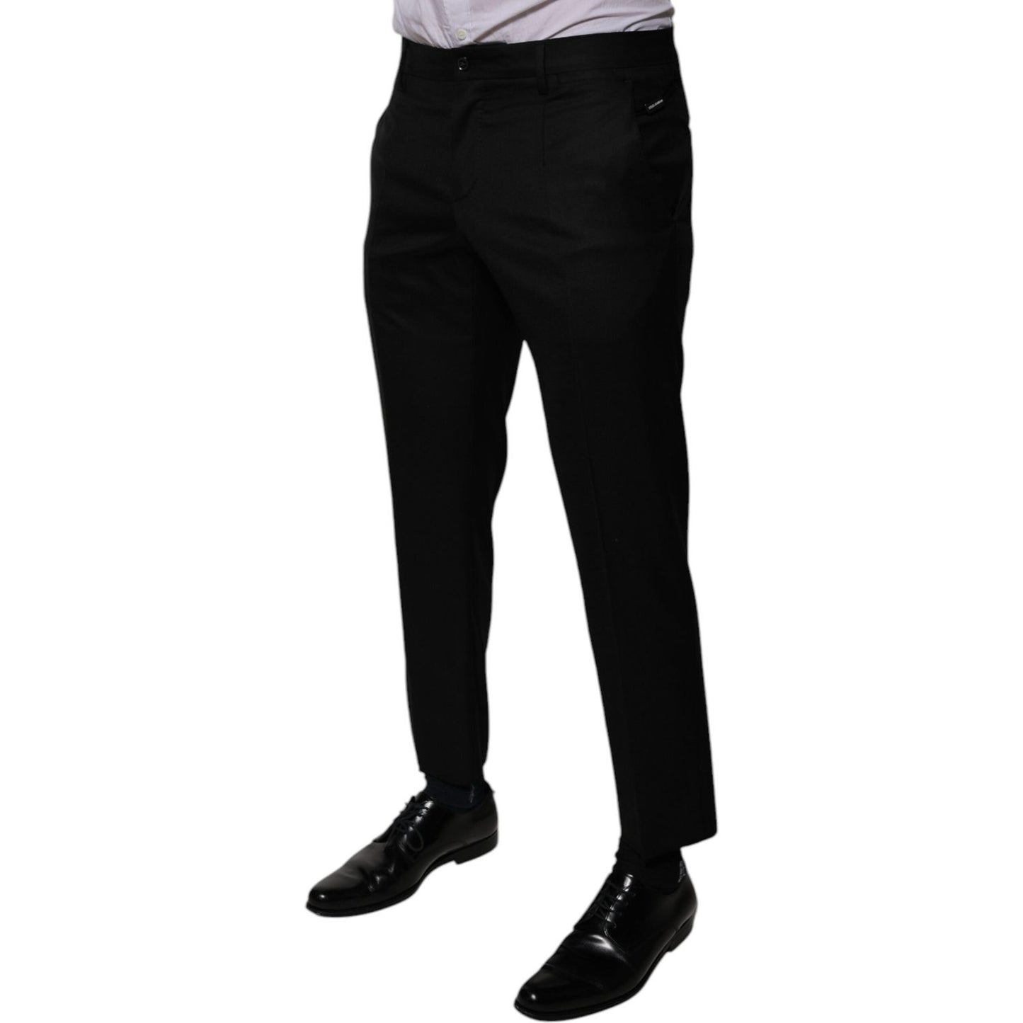 Dolce & Gabbana Black Wool Tapered Formal Dress Pants Dolce & Gabbana