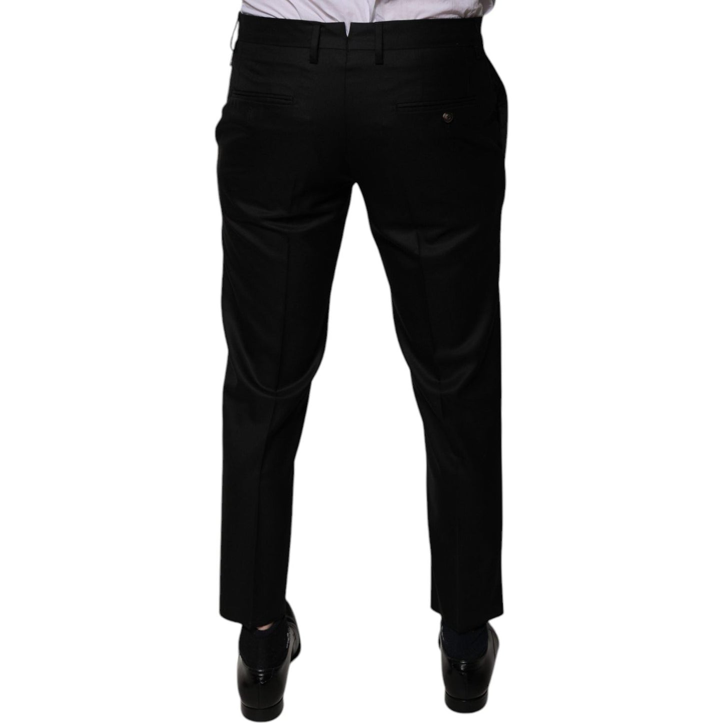 Dolce & Gabbana Black Wool Tapered Formal Dress Pants Dolce & Gabbana