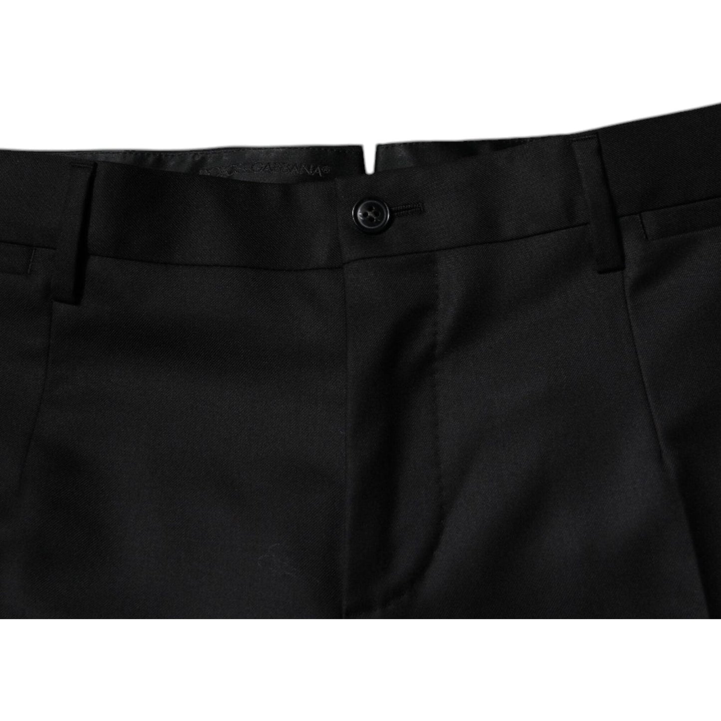 Dolce & Gabbana Black Wool Tapered Formal Dress Pants Dolce & Gabbana