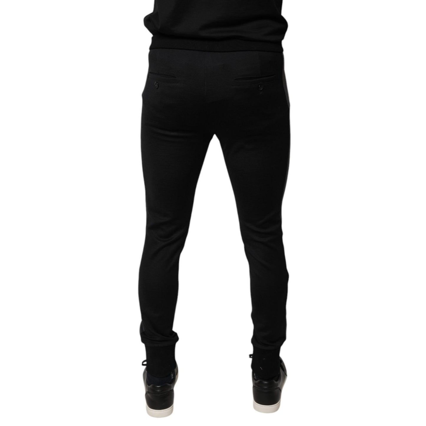 Dolce & Gabbana Black Horseshoe Embellished Wool Slim Fit Pants Dolce & Gabbana