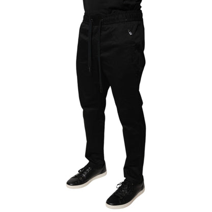 Dolce & Gabbana Black Cotton Stretch Skinny Sweatpants Pants Dolce & Gabbana