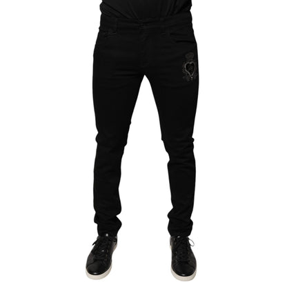 Dolce & Gabbana Black DG Crown Logo Cotton Skinny Denim Jeans Dolce & Gabbana