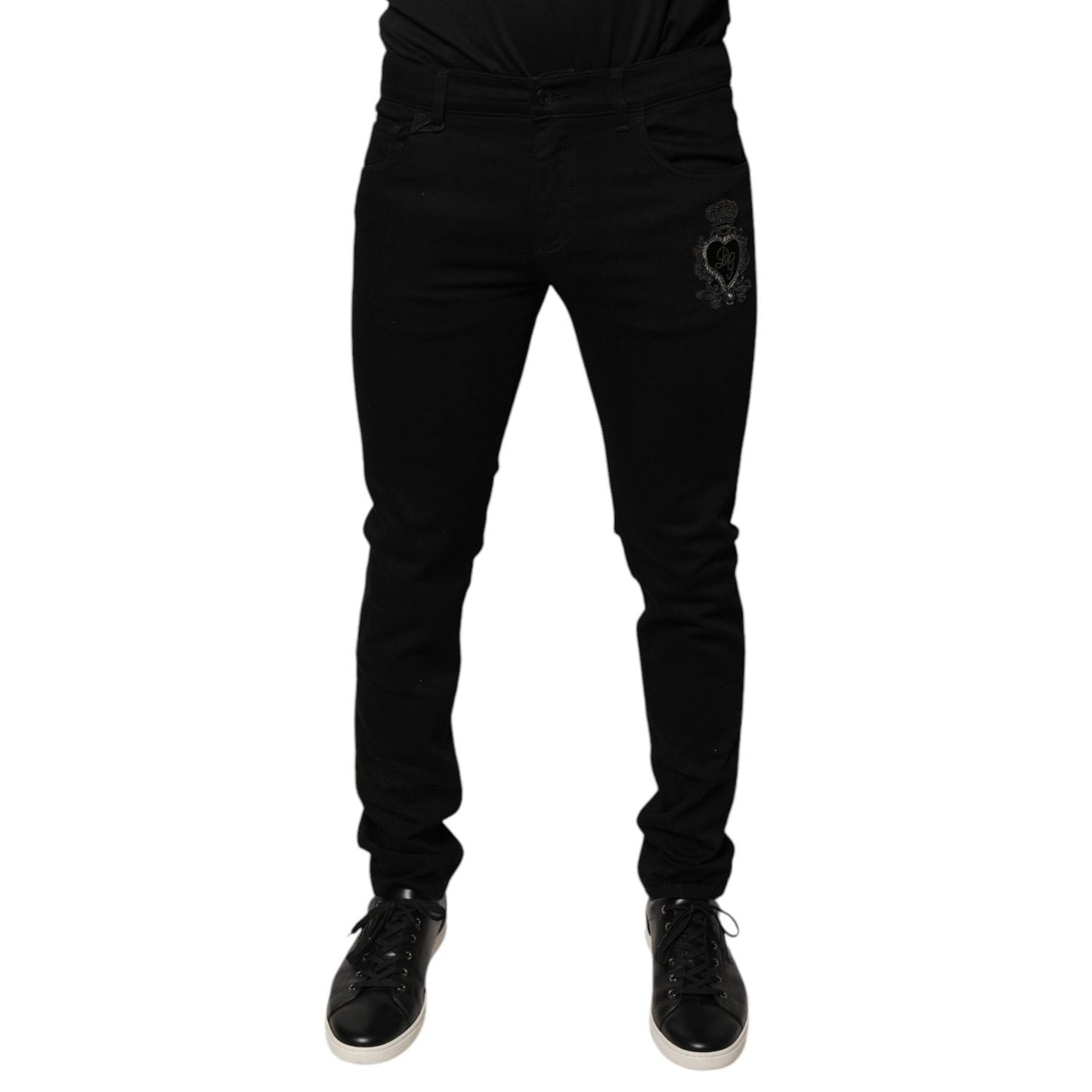 Dolce & Gabbana Black DG Crown Logo Cotton Skinny Denim Jeans Dolce & Gabbana